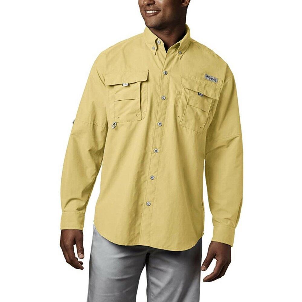 NWT Columbia Bahama II Long Sleeve Sunlit Yellow Button Down Shirt XXS